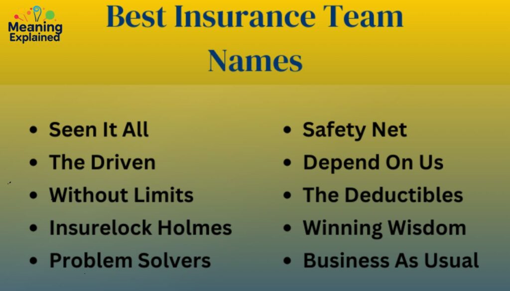 Insurance Team Names That You’re Liable To Love